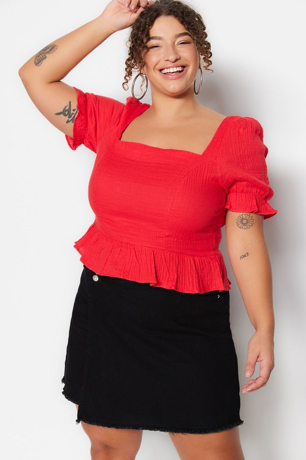 Trendyol Trendyol Curve Plus Size Blouse - Red - Relaxed fit