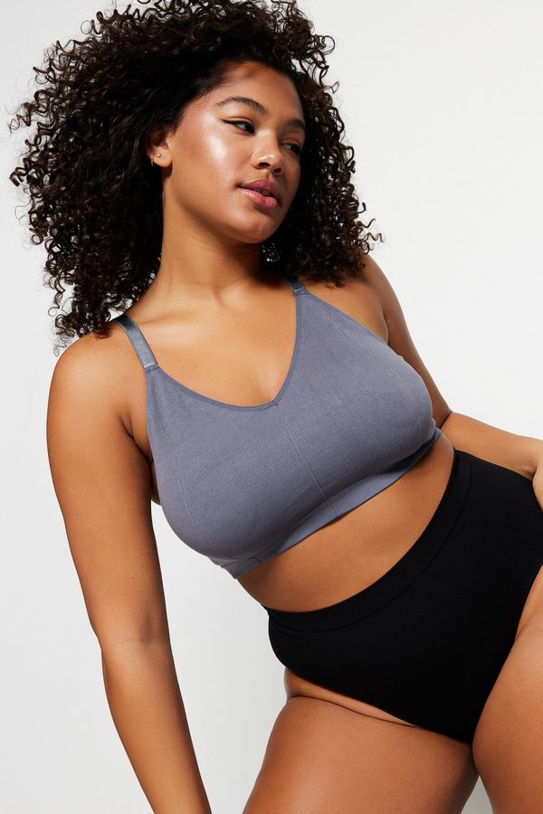 Trendyol Trendyol Curve Plus Size Bra - Gray - Plain