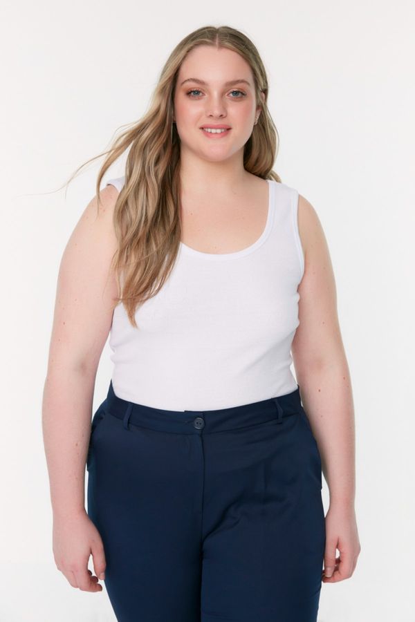 Trendyol Trendyol Curve Plus Size Camisole - White - Fitted
