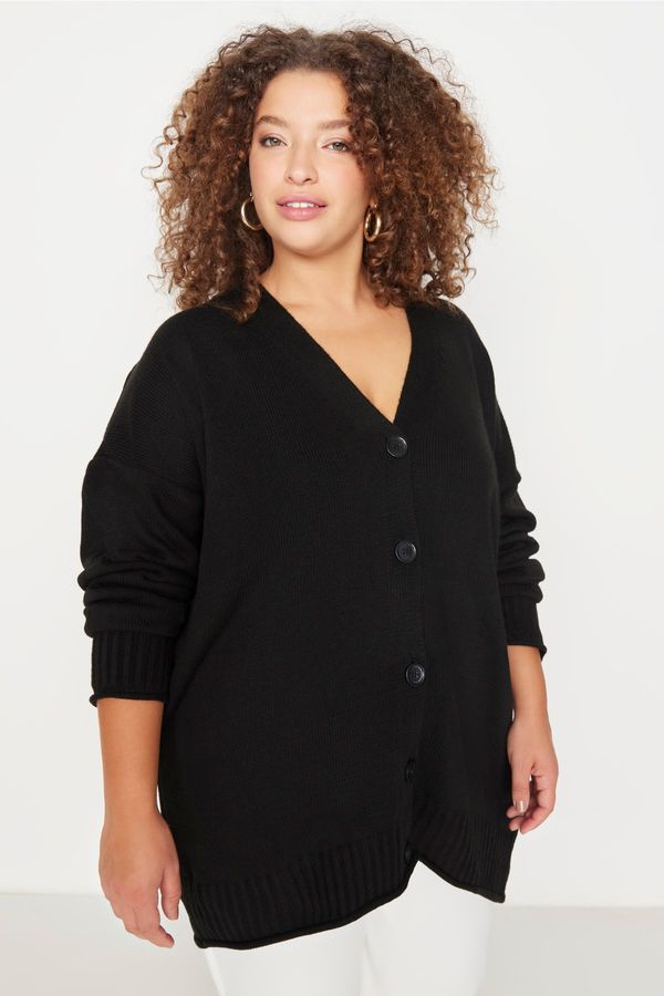 Trendyol Trendyol Curve Plus Size Cardigan - Black - Oversize