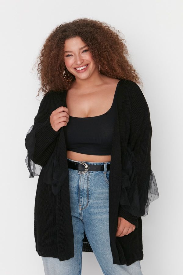 Trendyol Trendyol Curve Plus Size Cardigan - Black - Regular fit