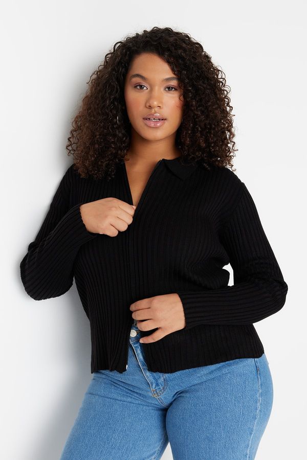 Trendyol Trendyol Curve Plus Size Cardigan - Black - Relaxed fit