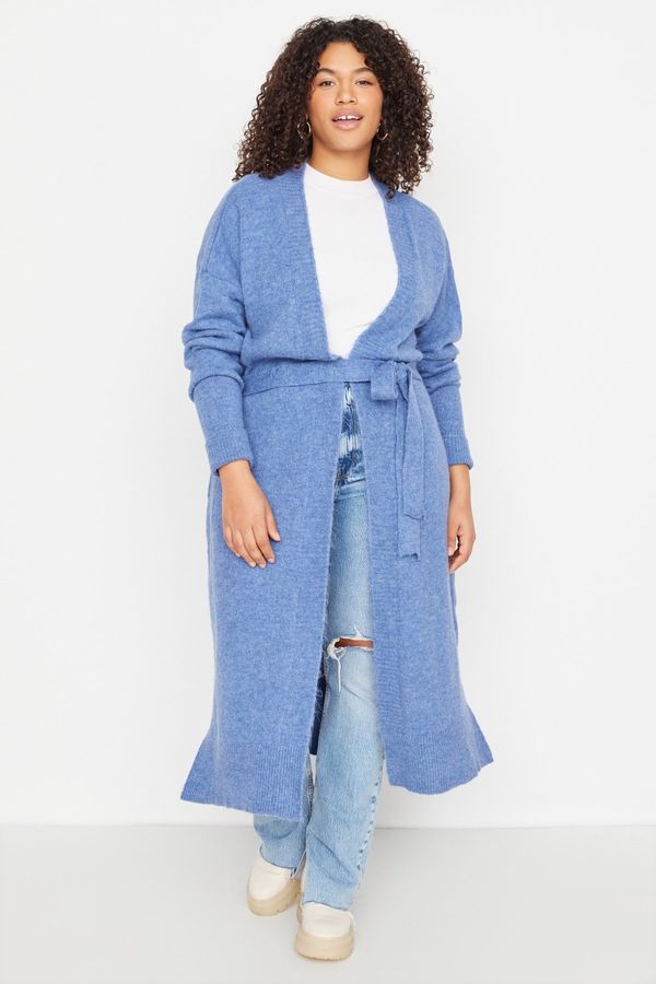 Trendyol Trendyol Curve Plus Size Cardigan - Blue - Oversize