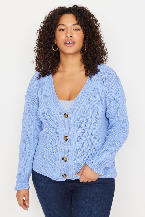 Trendyol Trendyol Curve Plus Size Cardigan - Blue - Regular fit