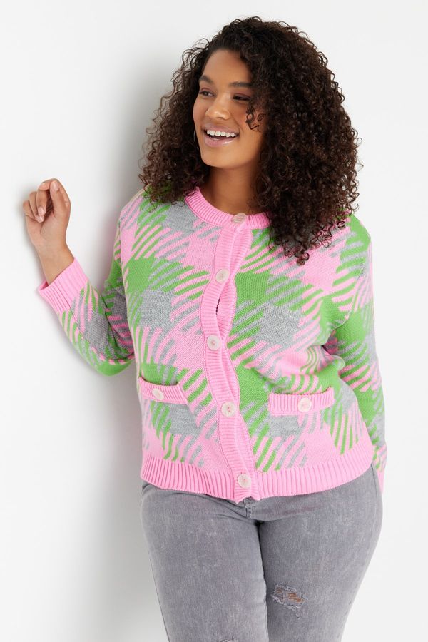 Trendyol Trendyol Curve Plus Size Cardigan - Multi-color - Relaxed