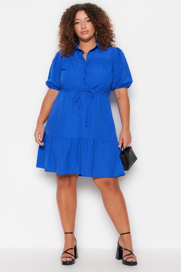 Trendyol Trendyol Curve Plus Size Dress - Blue - Shirt dress