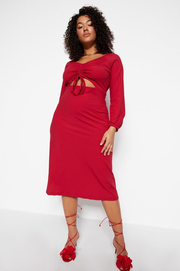 Trendyol Trendyol Curve Plus Size Dress - Burgundy - A-line