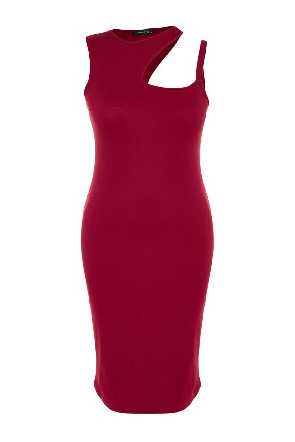 Trendyol Trendyol Curve Plus Size Dress - Burgundy - Bodycon