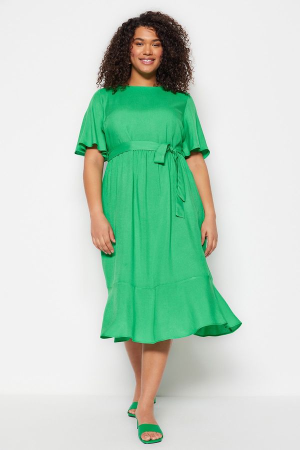 Trendyol Trendyol Curve Plus Size Dress - Green - Skater