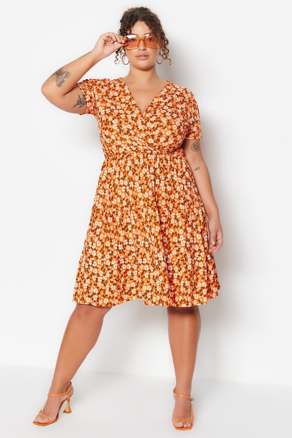 Trendyol Trendyol Curve Plus Size Dress - Orange - A-line