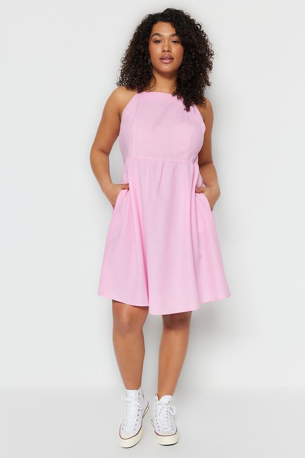 Trendyol Trendyol Curve Plus Size Dress - Pink - A-line