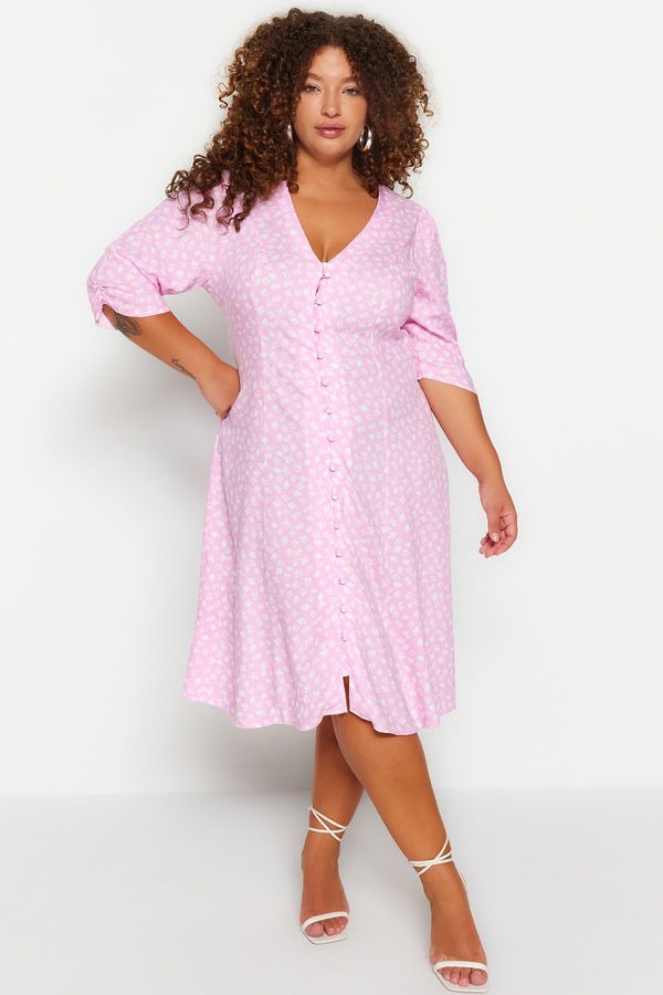 Trendyol Trendyol Curve Plus Size Dress - Pink - Skater