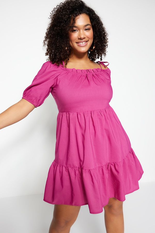 Trendyol Trendyol Curve Plus Size Dress - Pink - Skater