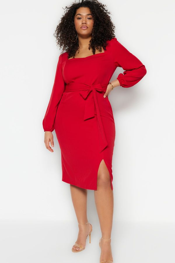 Trendyol Trendyol Curve Plus Size Dress - Red - Shift