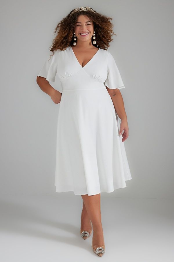 Trendyol Trendyol Curve Plus Size Dress - White - A-line