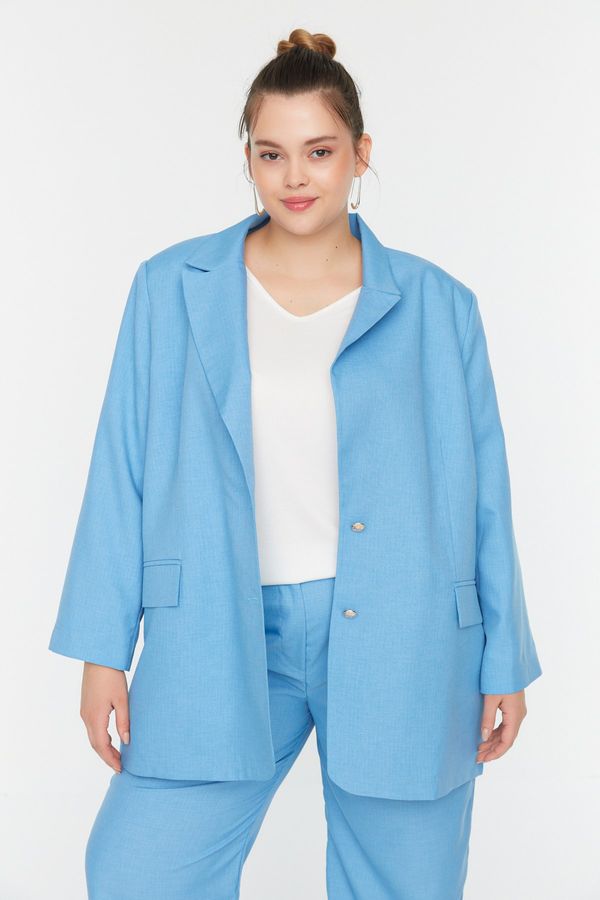 Trendyol Trendyol Curve Plus Size Jacket - Blue - Regular fit