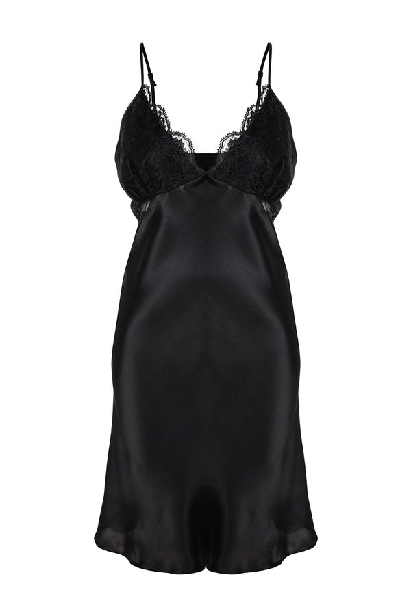 Trendyol Trendyol Curve Plus Size Nightgown - Black - Shift