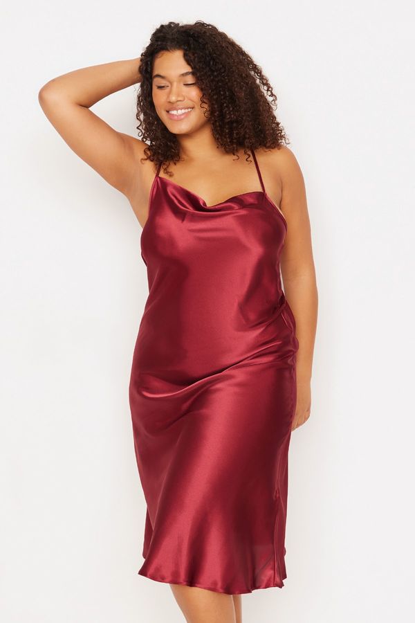 Trendyol Trendyol Curve Plus Size Nightgown - Burgundy