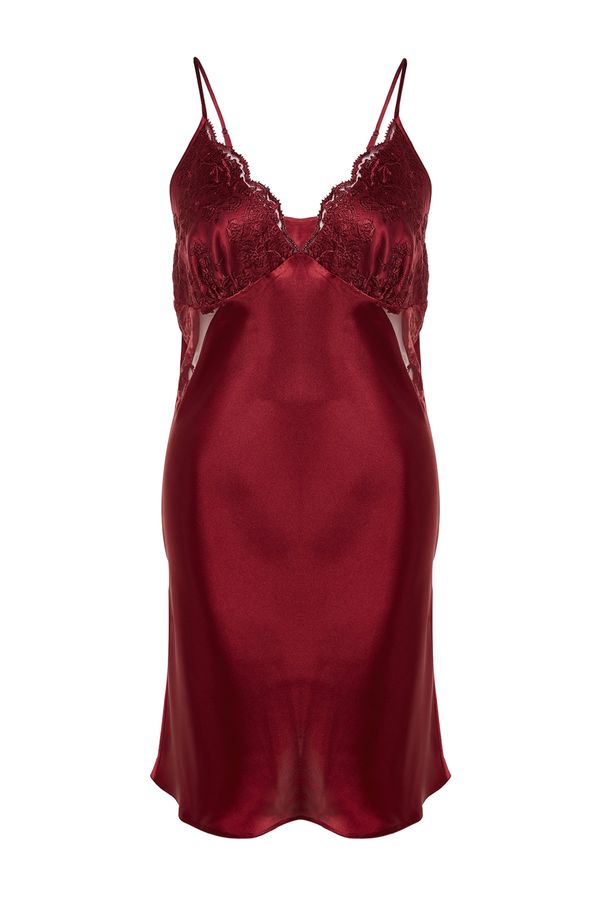 Trendyol Trendyol Curve Plus Size Nightgown - Burgundy