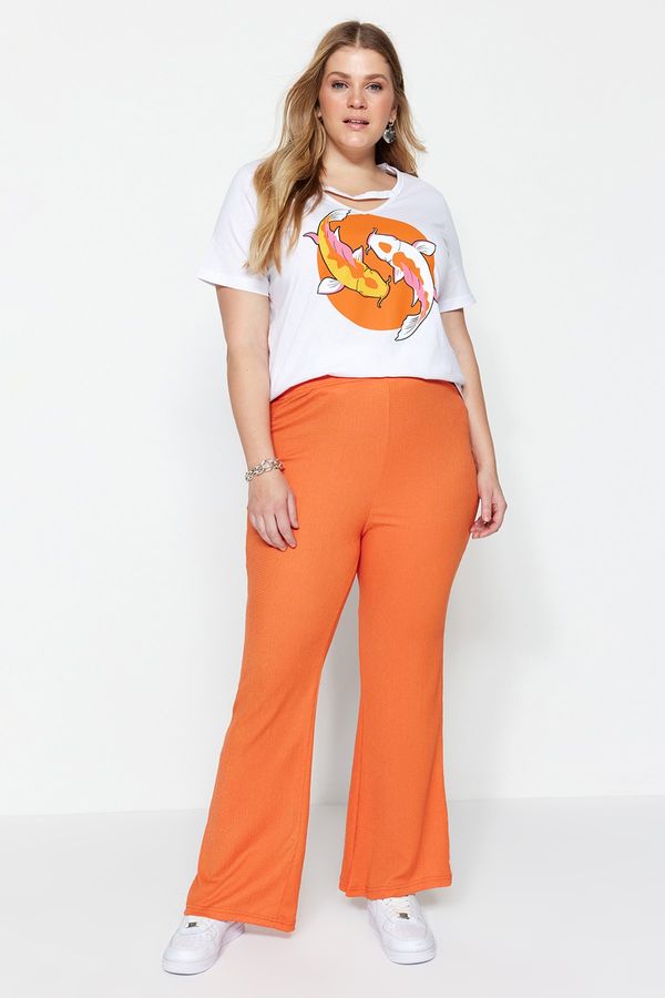 Trendyol Trendyol Curve Plus Size Pants - Orange - Slim