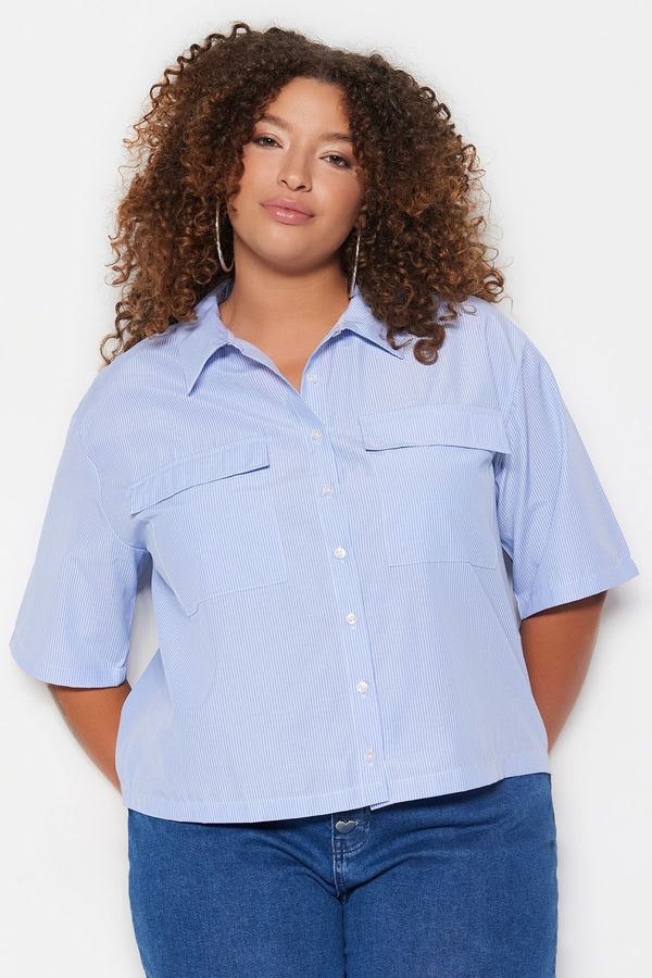 Trendyol Trendyol Curve Plus Size Shirt - Blue - Relaxed fit