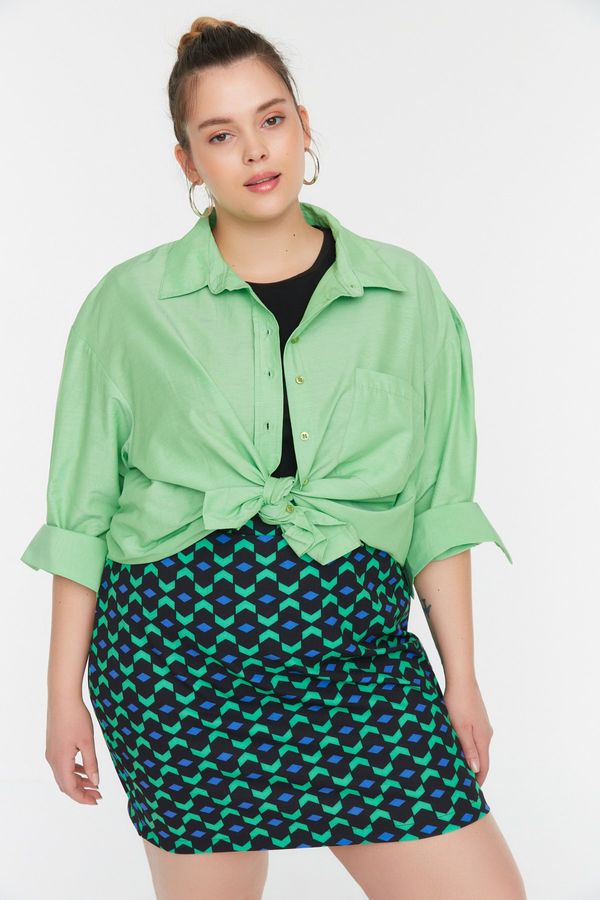 Trendyol Trendyol Curve Plus Size Shirt - Green - Regular fit