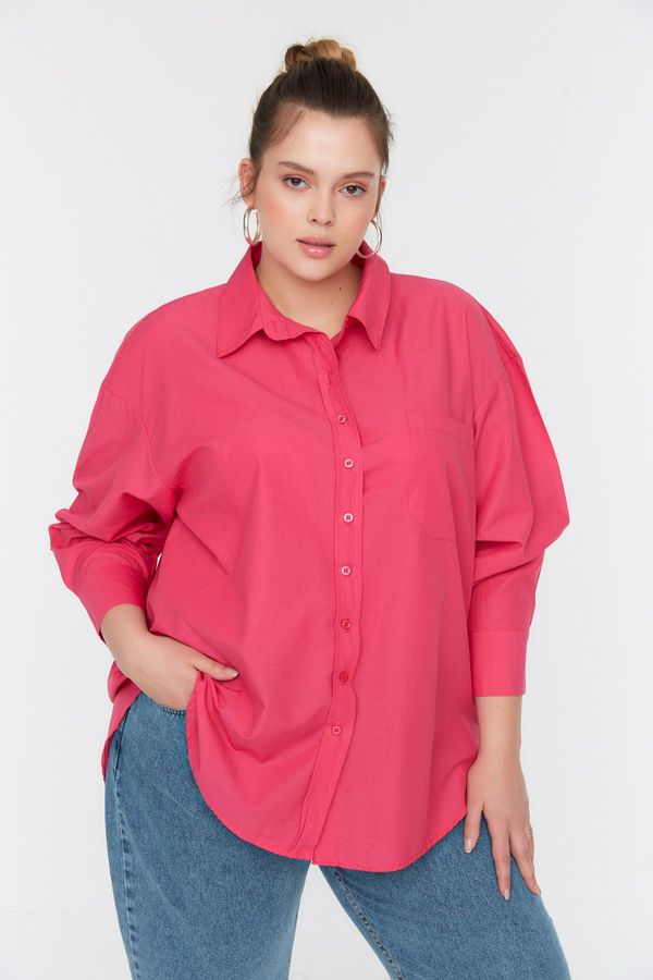 Trendyol Trendyol Curve Plus Size Shirt - Pink - Regular fit