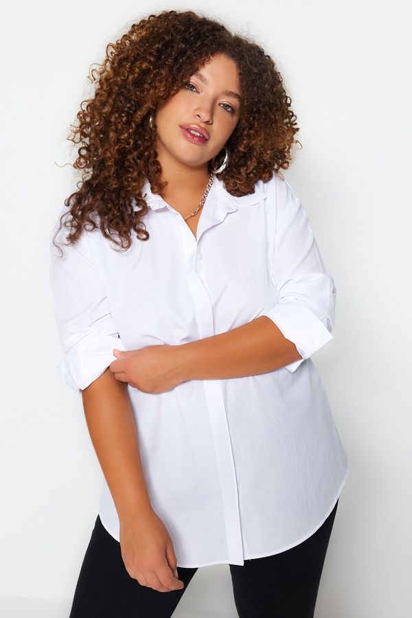 Trendyol Trendyol Curve Plus Size Shirt - White - Oversize