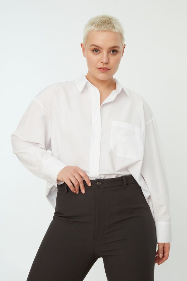 Trendyol Trendyol Curve Plus Size Shirt - White - Regular fit