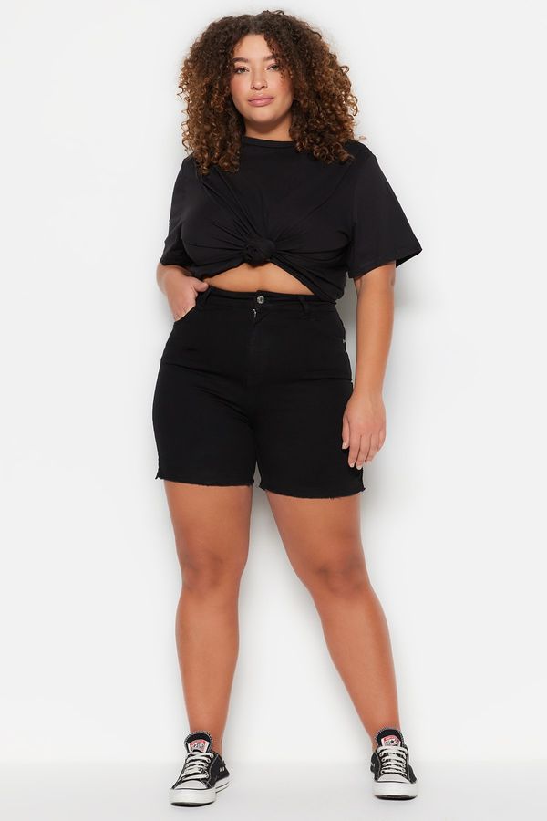 Trendyol Trendyol Curve Plus Size Shorts & Bermuda - Black - Normal Waist