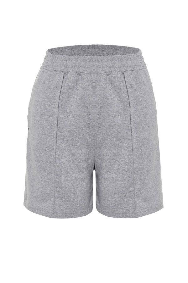 Trendyol Trendyol Curve Plus Size Shorts & Bermuda - Gray - High Waist