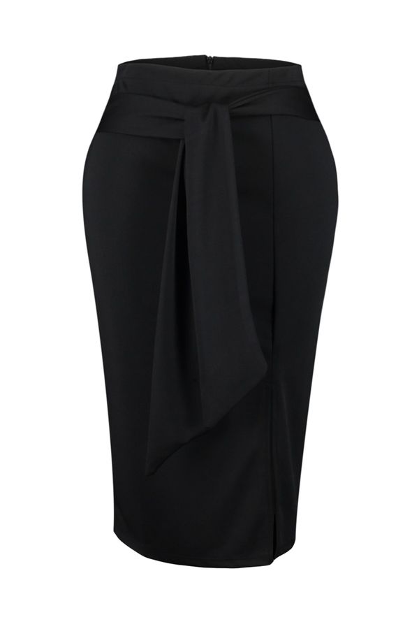 Trendyol Trendyol Curve Plus Size Skirt - Black - Midi