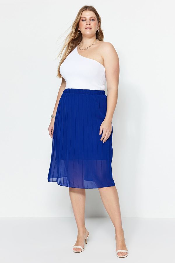 Trendyol Trendyol Curve Plus Size Skirt - Blue - Midi