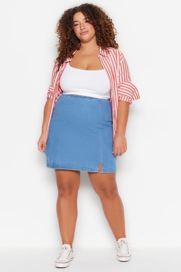 Trendyol Trendyol Curve Plus Size Skirt - Blue - Mini