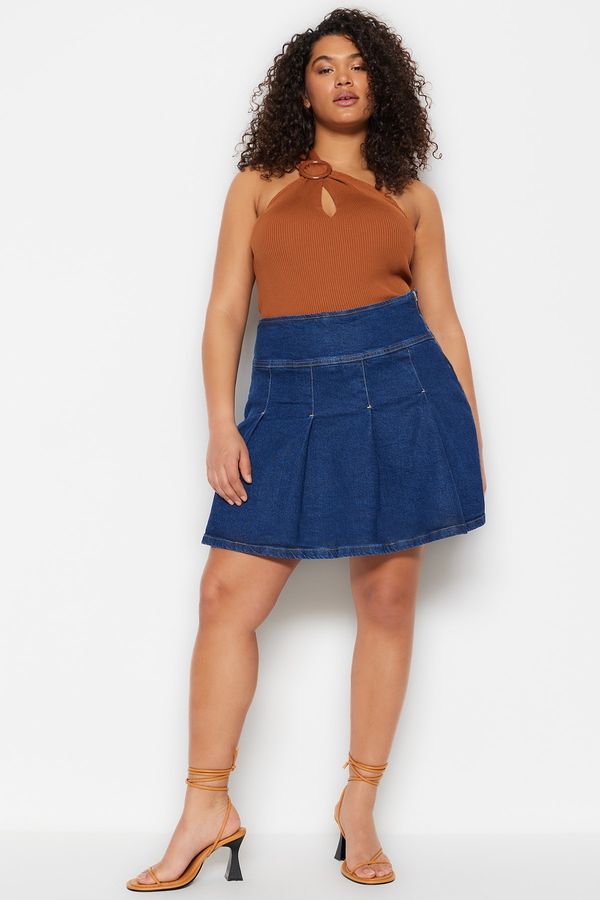 Trendyol Trendyol Curve Plus Size Skirt - Blue - Mini
