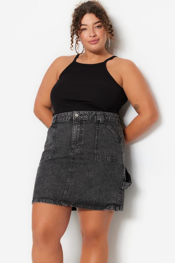 Trendyol Trendyol Curve Plus Size Skirt - Gray - Mini