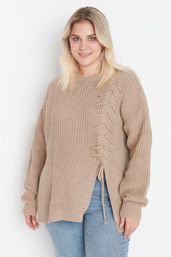 Trendyol Trendyol Curve Plus Size Sweater - Beige - Relaxed fit