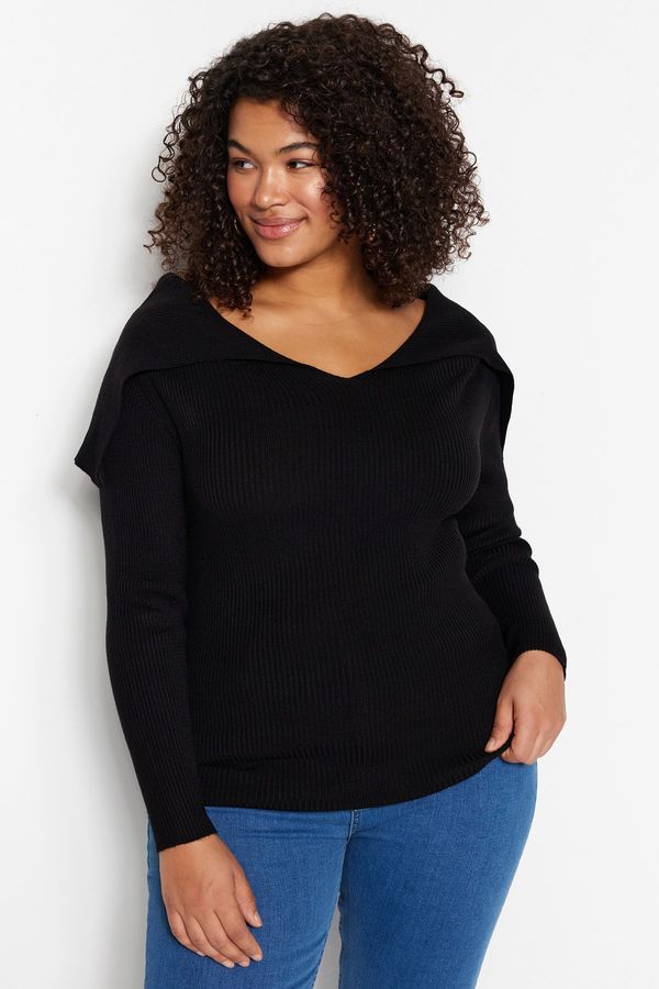 Trendyol Trendyol Curve Plus Size Sweater - Black - Fitted