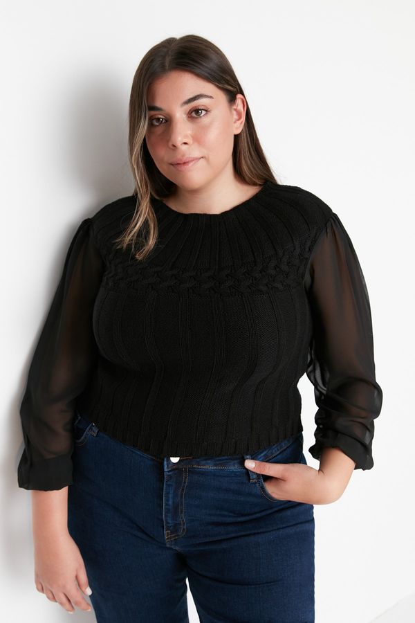 Trendyol Trendyol Curve Plus Size Sweater - Black - Fitted