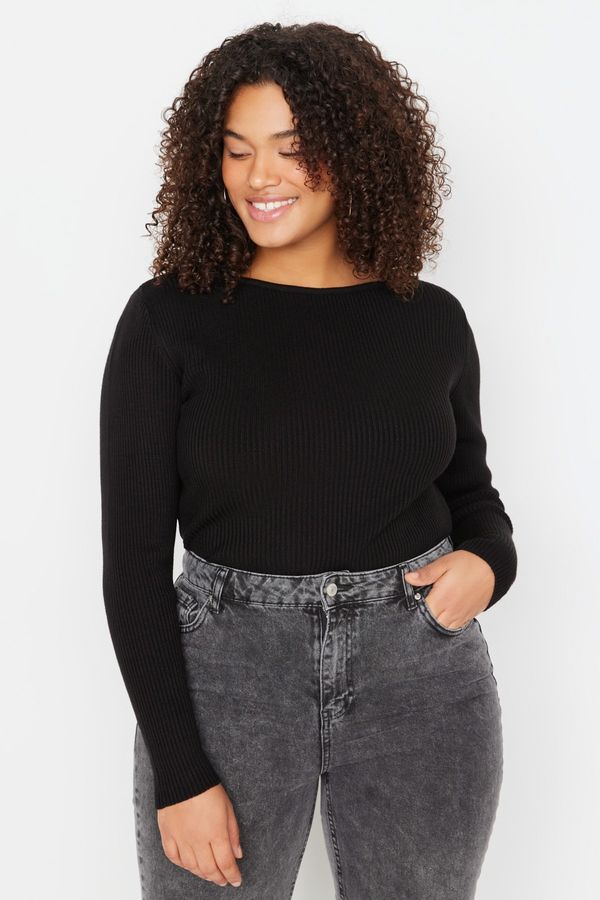 Trendyol Trendyol Curve Plus Size Sweater - Black - Fitted