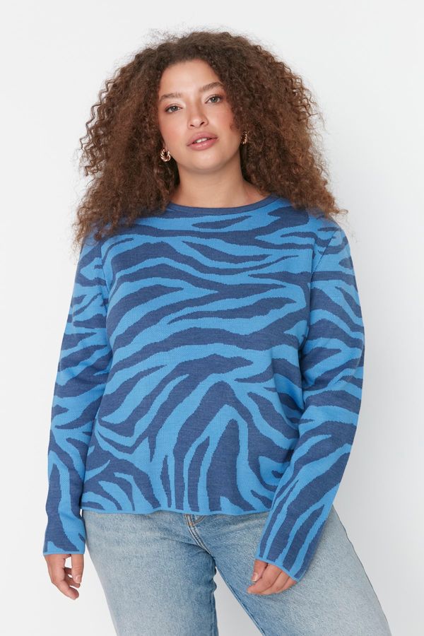 Trendyol Trendyol Curve Plus Size Sweater - Blue - Regular fit
