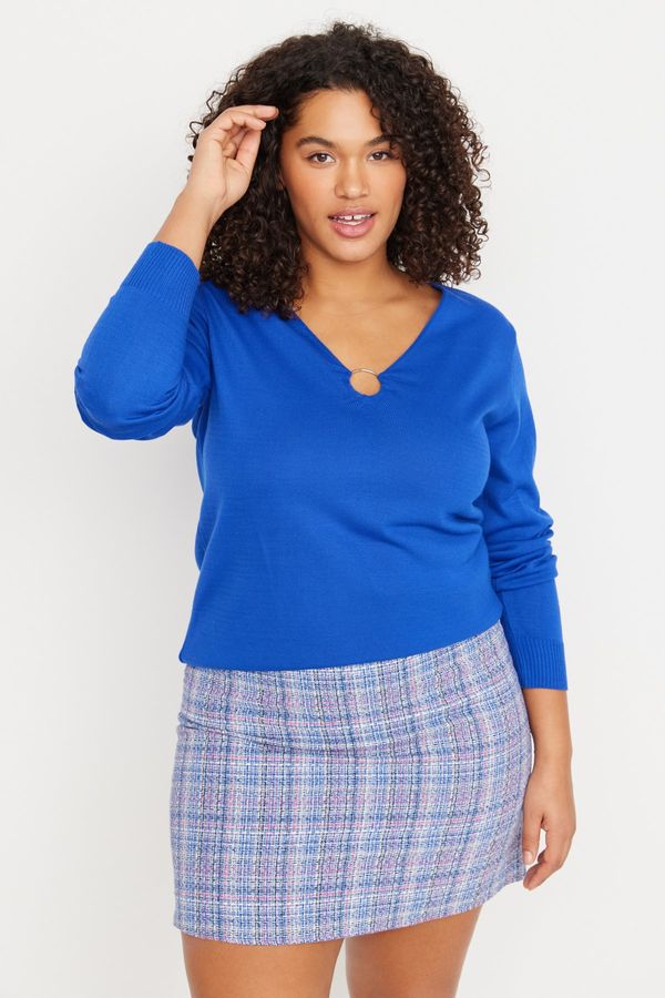 Trendyol Trendyol Curve Plus Size Sweater - Blue - Relaxed fit
