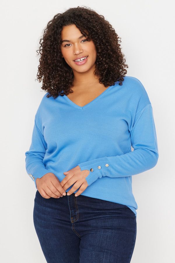 Trendyol Trendyol Curve Plus Size Sweater - Blue - Relaxed fit
