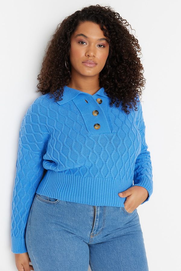 Trendyol Trendyol Curve Plus Size Sweater - Blue - Relaxed
