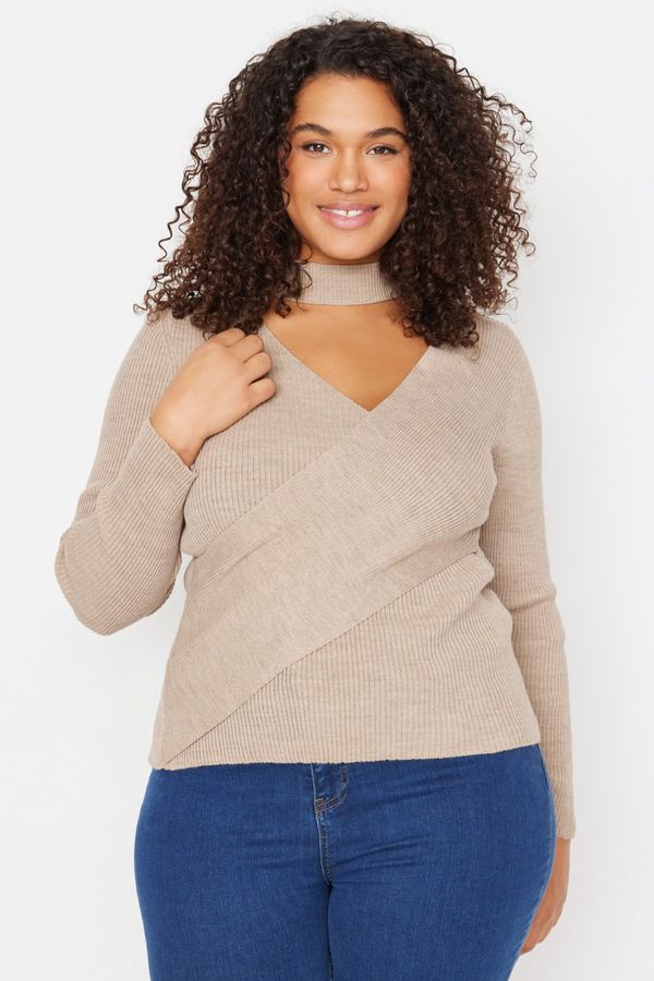 Trendyol Trendyol Curve Plus Size Sweater - Brown - Regular fit