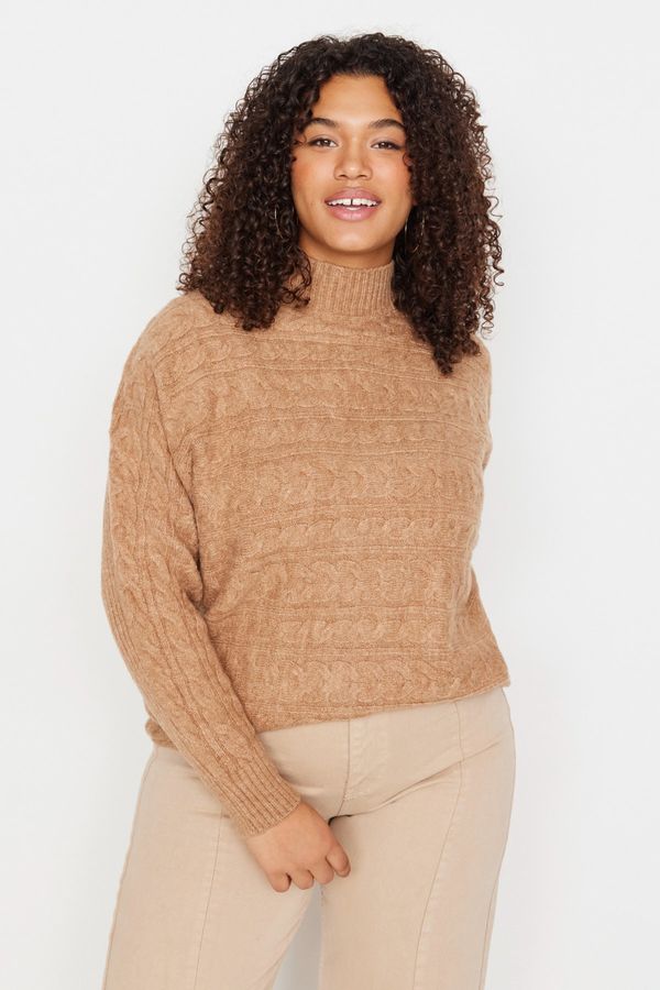 Trendyol Trendyol Curve Plus Size Sweater - Brown - Relax Fit