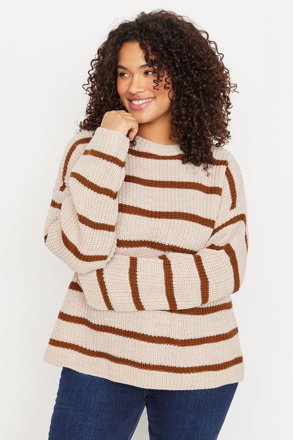 Trendyol Trendyol Curve Plus Size Sweater - Brown - Relaxed fit