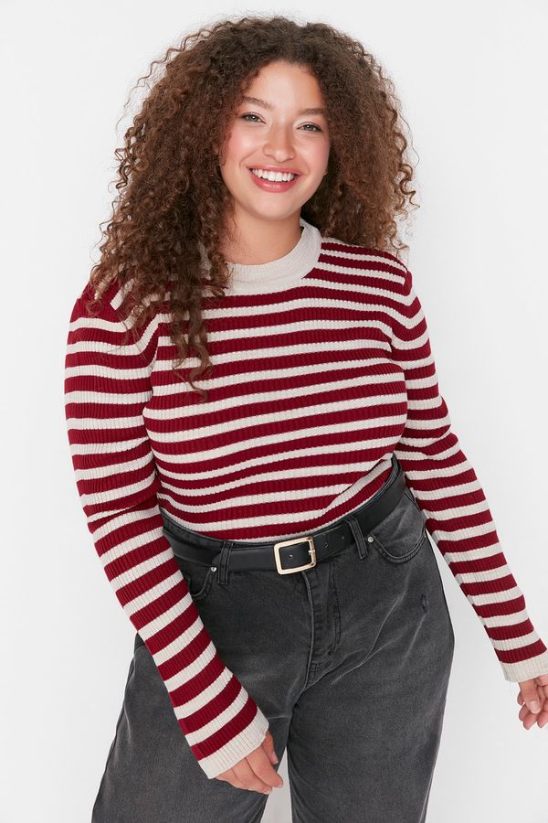 Trendyol Trendyol Curve Plus Size Sweater - Burgundy - Regular fit