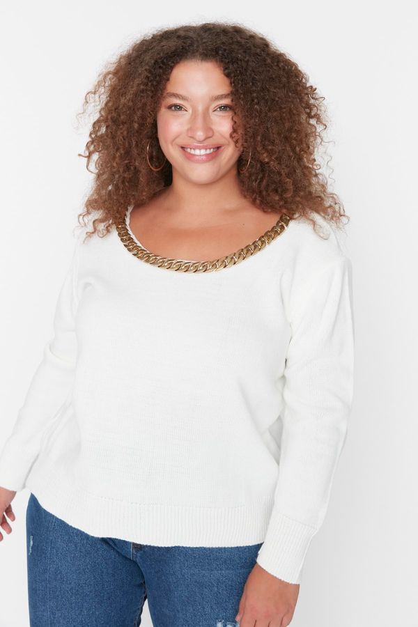 Trendyol Trendyol Curve Plus Size Sweater - Ecru - Relaxed fit