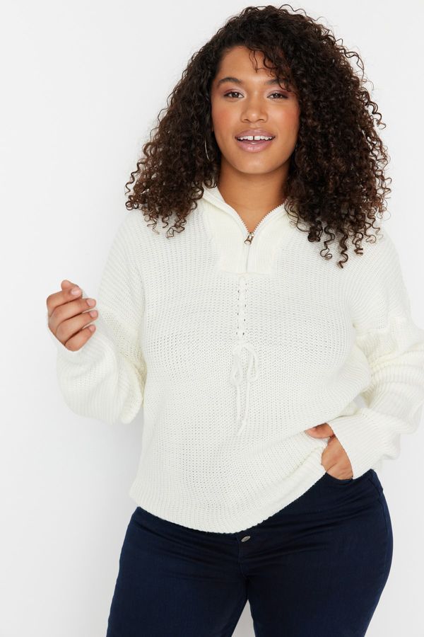 Trendyol Trendyol Curve Plus Size Sweater - Ecru - Relaxed